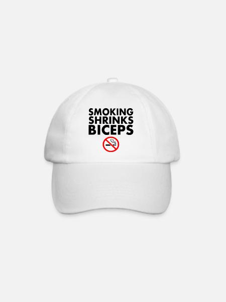 Smoking shrinks the biceps - Baseballkappe - Weiß/Weiß
