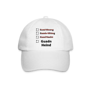 guadn heid- bayrische Begrüßung - Baseballkappe - Weiß/Weiß - Vorne