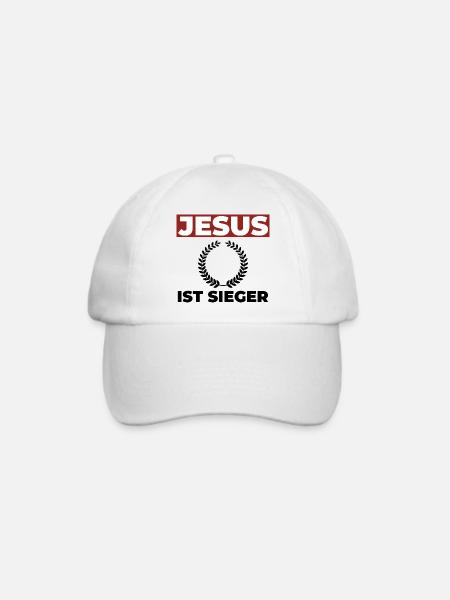 Jesus Christus ist der Sieger - Christliches Shirt - Baseballkappe - Weiß/Weiß