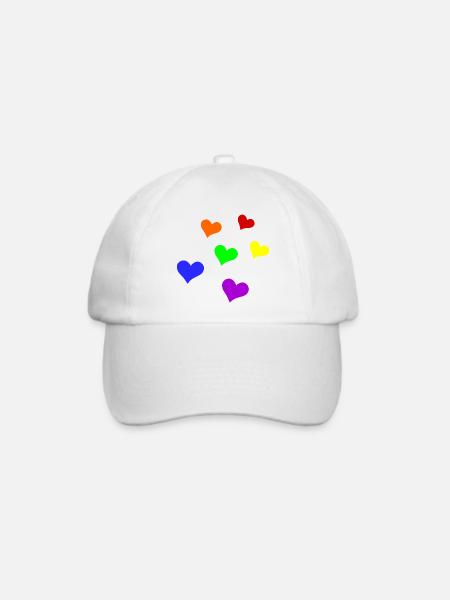 LGBT-Herzen - Baseballkappe - Weiß/Weiß