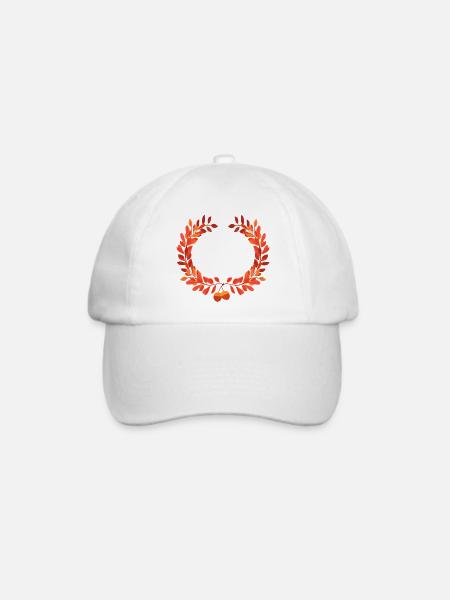 Herbstlaub Kranz mit Eicheln - Baseballkappe - Weiß/Weiß