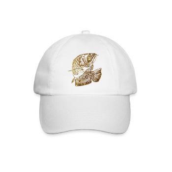 Arowana Fisch Gold Grafik Fischliebhaber Angelausrüstung - Baseballkappe - Weiß/Weiß - Vorne