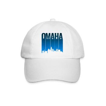 Omaha Skyline Blau Gradient - Baseballkappe - Weiß/Weiß - Vorne
