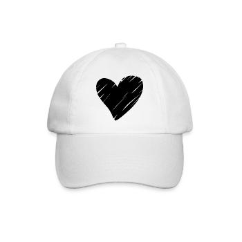 Herz Schwarz - Baseballkappe - Weiß/Weiß - Vorne