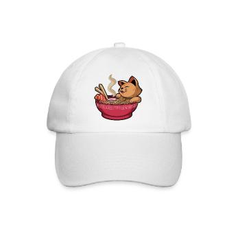 Katze Ramen Lustige Katze & Ramen Liebhaber Süße Kawaii Katze - Baseballkappe - Weiß/Weiß - Vorne