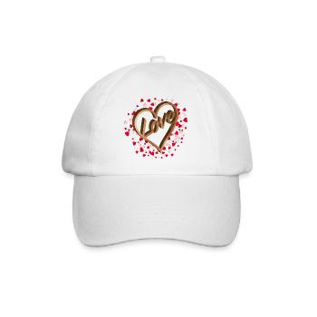 Herz mit Liebesgruß in Holz Optik für Valentinstag - Baseballkappe - Weiß/Weiß - Vorne