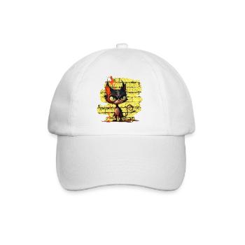 Lustige Katze - Baseballkappe - Weiß/Weiß - Vorne