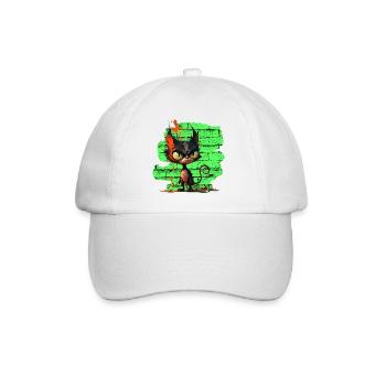 Lustige Katze - Baseballkappe - Weiß/Weiß - Vorne
