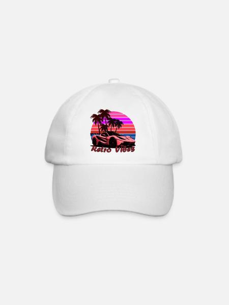 Retro Vibes Auto - Baseballkappe - Weiß/Weiß