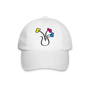 Abstrakte Zeichnung Blumen in einer Vase - Baseballkappe - Weiß/Weiß - Vorne