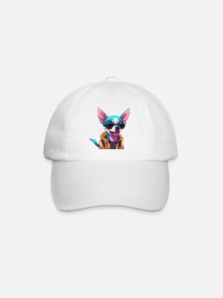 TechTails // Cyberpunk Hund - Baseballkappe - Weiß/Weiß
