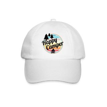Happy Camper Retro Camping Design - Baseballkappe - Weiß/Weiß - Vorne