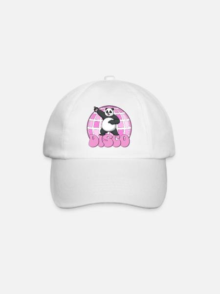 Panda Bär Tanzen Disco Party 70er Jahre Discokugel - Baseballkappe - Weiß/Weiß