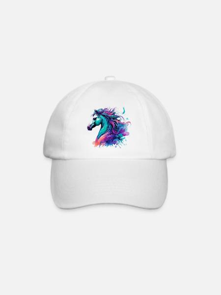 Pferd - Baseballkappe - Weiß/Weiß