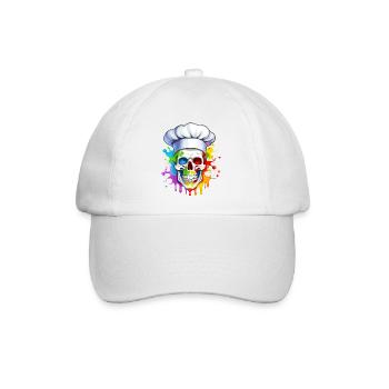 Totenkopf mit Haube - Baseballkappe - Weiß/Weiß - Vorne