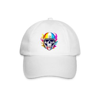 Totenkopf-Biker - Baseballkappe - Weiß/Weiß - Vorne