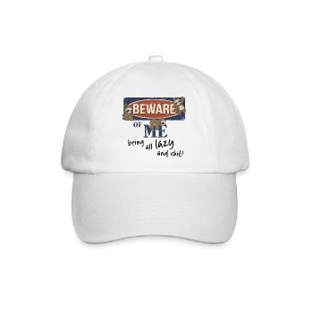 Vorsicht vor meiner Faulheit! Faultier Warnung - Baseballkappe - Weiß/Weiß - Vorne
