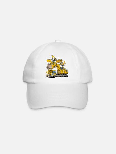 Baustellenfahrzeuge der großen Art - Baseballkappe - Weiß/Weiß