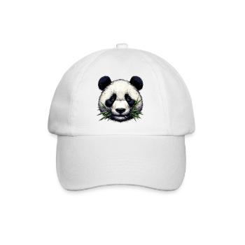 Panda frisst Bambus und Blätter - Baseballkappe - Weiß/Weiß - Vorne