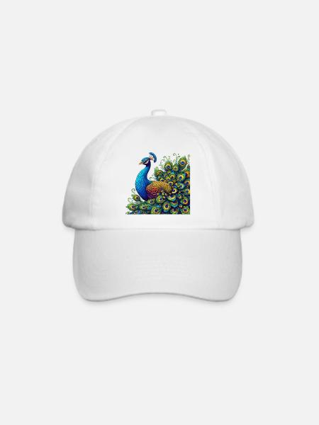 Pfau - Baseballkappe - Weiß/Weiß
