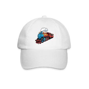 bunte Dampflokomotive für kleine Eisenbahner - Baseballkappe - Weiß/Weiß - Vorne
