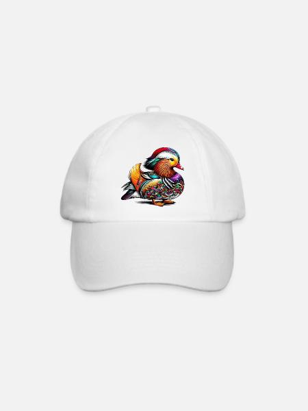 Mandarinente - Baseballkappe - Weiß/Weiß