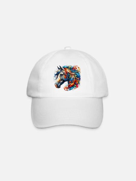 Pferd - Baseballkappe - Weiß/Weiß