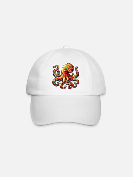 Krake - Baseballkappe - Weiß/Weiß