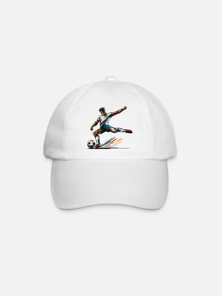 Fußballer in voller Aktion für Fußball Fans - Baseballkappe - Weiß/Weiß