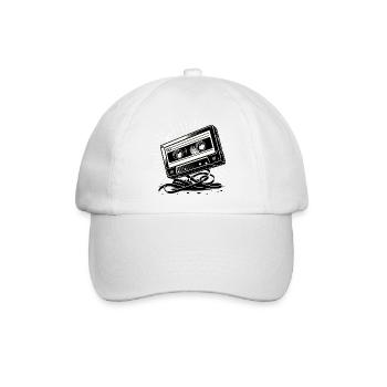 Musik Kassette im Retro-Stil 80er und 90er Stil - Baseballkappe - Weiß/Weiß - Vorne