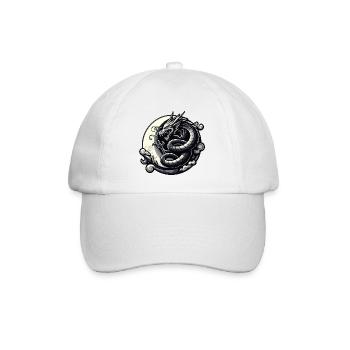 Mystische Drachen-Silhouette - Baseballkappe - Weiß/Weiß - Vorne