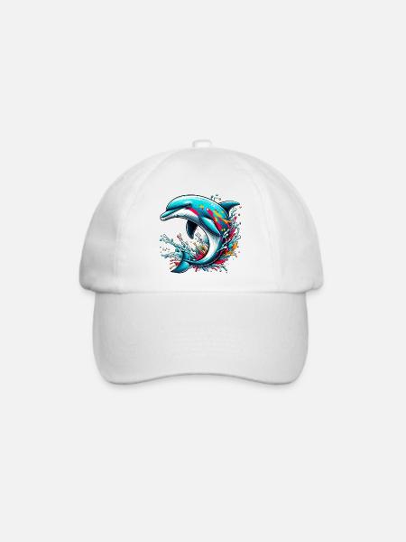 Delfin - Baseballkappe - Weiß/Weiß