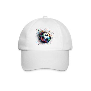 Bunt dynamisches Fußball Motiv mit Lichtreflexe - Baseballkappe - Weiß/Weiß - Vorne