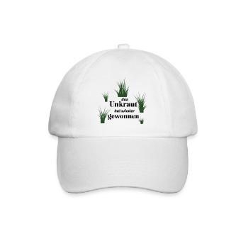 Unkraut - lustiger Spruch über Gartenarbeit/Garten - Baseballkappe - Weiß/Weiß - Vorne