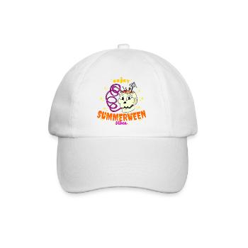 Genieße Summerween Vibes Funny Summer Skull Drink - Baseballkappe - Weiß/Weiß - Vorne
