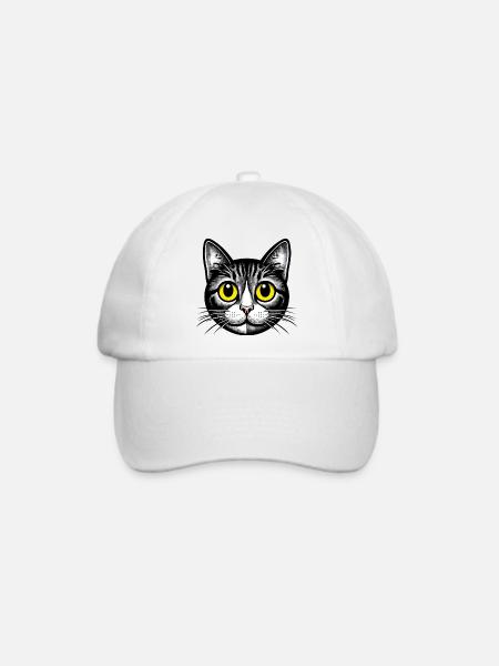 Katze - Baseballkappe - Weiß/Weiß