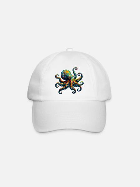 Oktopus van Gogh - Baseballkappe - Weiß/Weiß