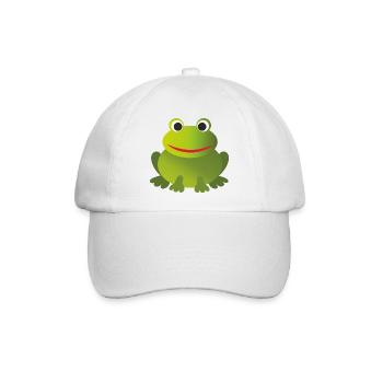 Lustiger Grüner Frosch - personalisierbar - Baseballkappe - Weiß/Weiß - Vorne