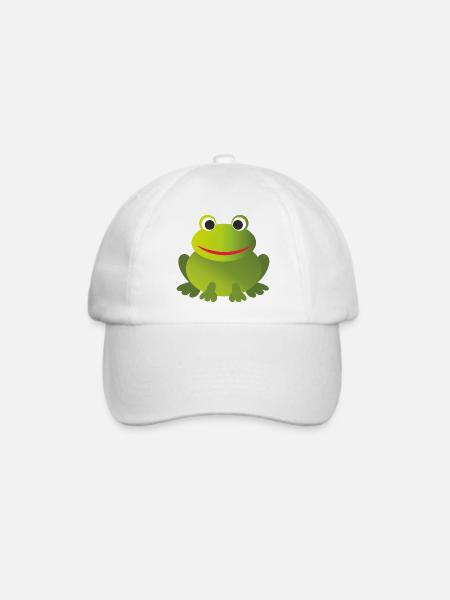 Lustiger Grüner Frosch - personalisierbar - Baseballkappe - Weiß/Weiß