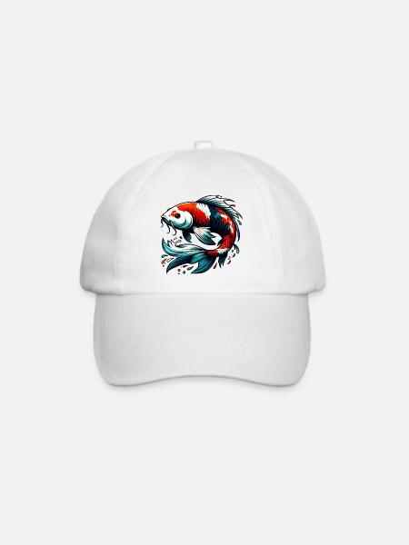 Koi-Karpfen - Baseballkappe - Weiß/Weiß