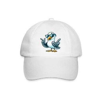 Coole Möwe Sonnenbrille Küste Nordsee Ostsee - Baseballkappe - Weiß/Weiß - Vorne