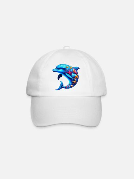 Delfin - Baseballkappe - Weiß/Weiß