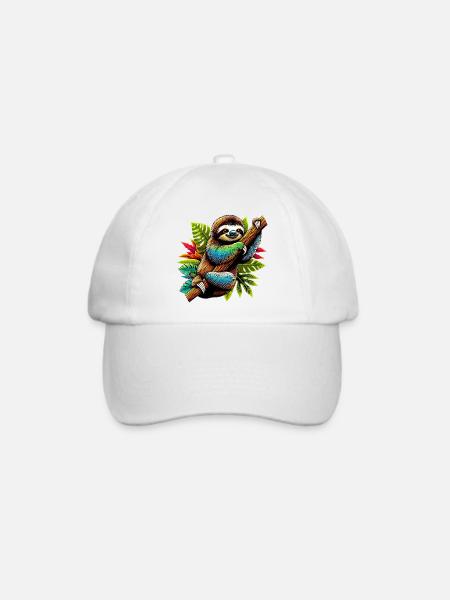 Faultier - Baseballkappe - Weiß/Weiß