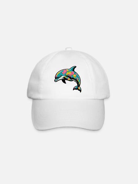 Delfin - Baseballkappe - Weiß/Weiß