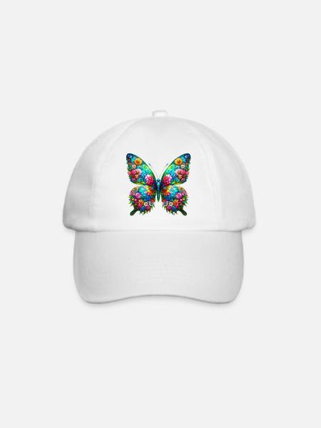 Schmetterling - Baseballkappe - Weiß/Weiß