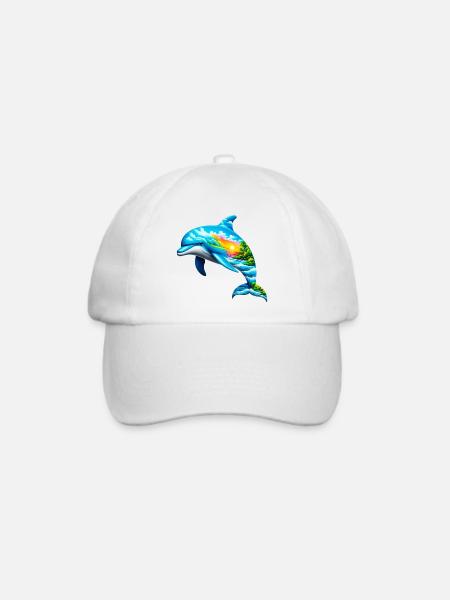 Delfin - Baseballkappe - Weiß/Weiß