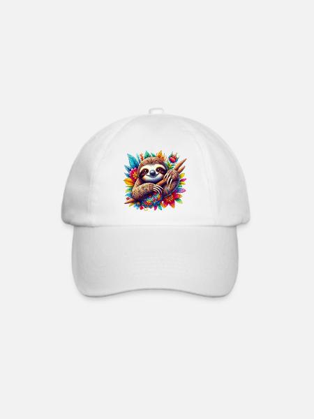 Faultier - Baseballkappe - Weiß/Weiß