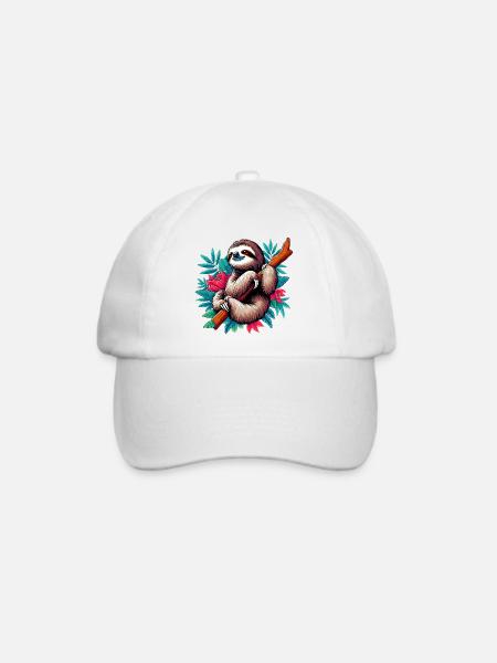 Faultier - Baseballkappe - Weiß/Weiß