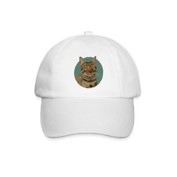 Braun getigerte Katze - Baseballkappe - Weiß/Weiß - Vorne