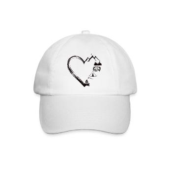 Mountain Heart Camping Patch Design - Baseballkappe - Weiß/Weiß - Vorne